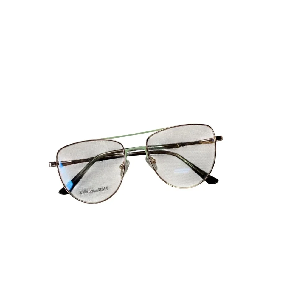 Carlo Bellini Eyeglasses Women Rose Gold Green Aviator 7730 Pilot Frames